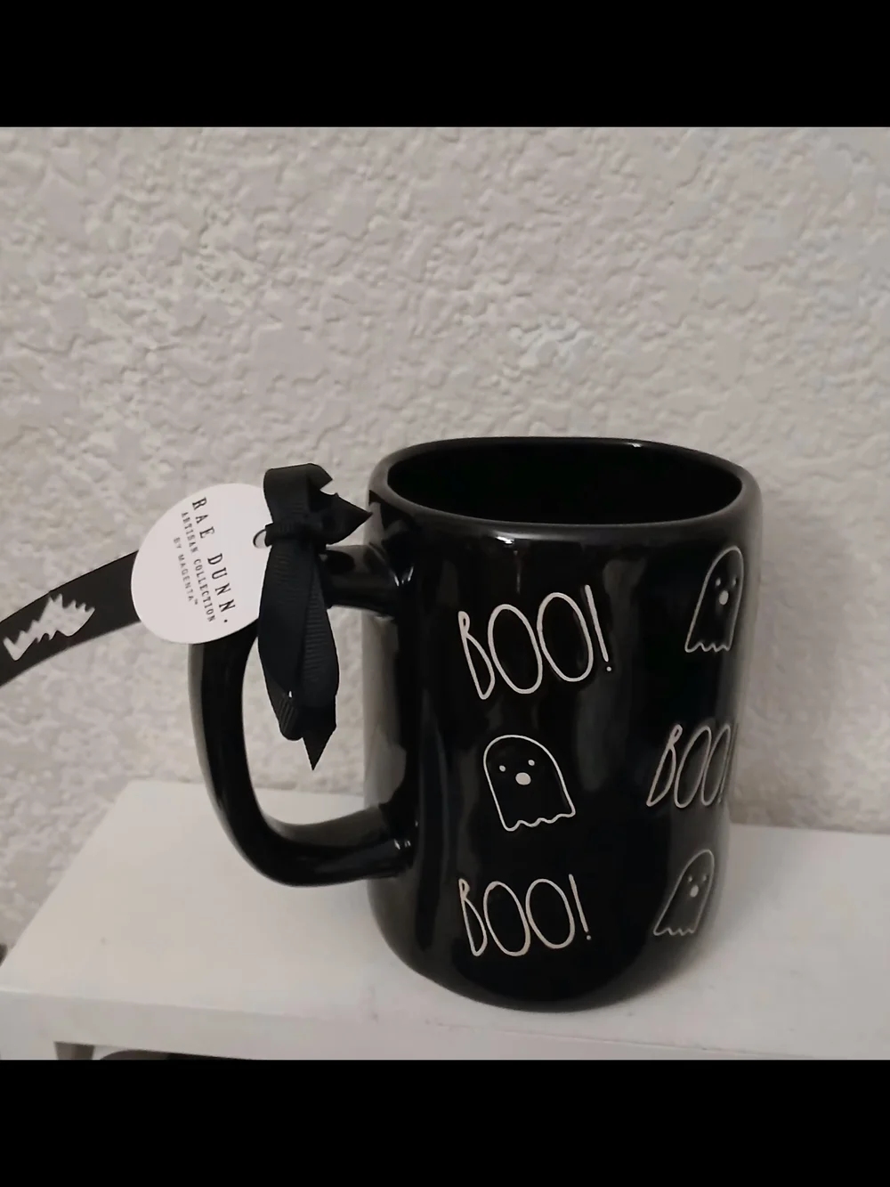 Rae Dunn Halloween 'BOO!' Black Ceramic Mug - Seasonal Party Drinkware